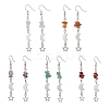 Brass Moon with Star Dangle Earrings EJEW-JE06675-1