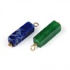 Natural Tiger Eye & Amethyst & Amazonite & Green Aventurine & Synthetic Regalite Cuboid Pendants STAS-N110-18G-2