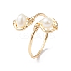 Copper Wire Wrapped Natural Cultured Freshwater Pearl Toe Open Ring X-RJEW-JR00620-1