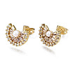 Brass Micro Pave Cubic Zirconia Stud Earrings EJEW-T014-58G-NF-1