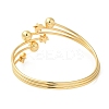 Rack Plating Brass Star with Round Ball Cuff Bangle for Women BJEW-M298-12G-2