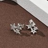 Star Brass Micro Pave Clear Cubic Zirconia Stud Earrings EJEW-F383-06P-5