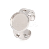 Hollow Star 304 Stainless Steel Open Cuff Ring Components STAS-F366-07C-P-1