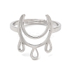 Non-Tarnish 304 Stainless Steel Crescent Moon Adjustable Ring for Women RJEW-M149-11P-1