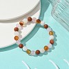 Natural Carnelian & Rose Quartz & Carnelian & Rainbow Moonstone Round Beaded Stretch Bracelets BJEW-JB10910-02-2