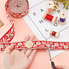 Ethnic Style Flower Pattern Polyester Ribbon OCOR-WH0047-48-3