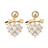 Brass Clear Cubic Zirconia Stud Earrings EJEW-D301-06G-04-4