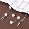 304 Stainless Steel with ABS Plastic Pearl Flat Round Bead Cable Chain Necklaces for Women NJEW-G190-03P-3