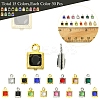 30Pcs 15 Colors Square Rack Plating Brass Glass Charms KK-FS0001-40-5