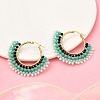 304 Stainless Steel & Bohemian Beaded Fan Hoop Earrings for Women EJEW-R001-01G-03-4