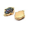 Natural Paua Shell Hamsa Hand Connector Charms KK-G538-44G-2