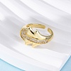 Brass Micro Pave Clear Cubic Zirconia Cuff Rings for Women RJEW-U043-09G-3
