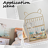 SUNNYCLUE 1Pc Cat Ear Iron Jewelry Organizer Display Stands with Wooden Base ODIS-SC0001-02-5