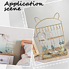 1Pc Cat Ear Iron Jewelry Organizer Display Stands with Wooden Base ODIS-SC0001-02-5