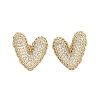 Brass Micro Pave Clear Cubic Zirconia Stud Earrings for Women LS-EJEW-F352-06G-2