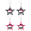 ANATTASOUL 2 Pairs 2 Colors Resin Star with Skull Dangle Earrings EJEW-AN0002-45-1