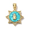 Rack Plating Brass Micro Pave Cubic Zirconia with Synthetic Opal Pendants KK-D088-10G-2