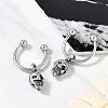 Skull 316 Surgical Stainless Steel Dangle Half Hoop Earrings for Women EJEW-G416-48AS-2