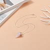 Natural Rose Quartz Geometry Pendant Necklace NJEW-JN04239-01-6