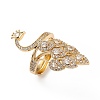 Clear Cubic Zirconia Peacock Adjustable Ring RJEW-L100-020G-3