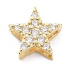 Brass Micro Pave Clear Cubic Zirconia Slide Charms ZIRC-P085-03G-1