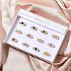 Round Natural Mixed Stone Finger Rings RJEW-C119-02G-1