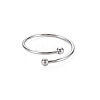 Non-Tarnish 304 Stainless Steel Double Beaded Thin Open Cuff Rings LS-RJEW-N038-048P-1