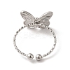Non-Tarnish 304 Stainless Steel Butterfly Open Cuff Rings for Women X-RJEW-H136-05P-3