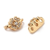 Brass Micro Pave Clear Cubic Zirconia Connector Charms KK-B074-48G-2