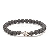 Natural Lava Rock Stretch Bracelet with Alloy Turtle Beaded BJEW-JB08309-02-1