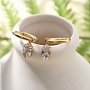 Ion Plating(IP) 304 Stainless Steel Micro Pave Cubic Zirconia Hoop Earrings STAS-R004-04G-02-1