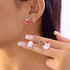 4Pcs Christmas Theme Alloy Enamel Stud Earrings EJEW-B068-02KCGG-02-1