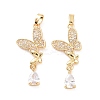 Brass Micro Pave Clear Cubic Zirconia Pendants KK-E068-VC412-2