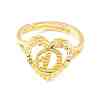 Real 18K Gold Plated Brass Alphabet Adjustable Rings RJEW-M139-18D-2