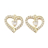 Rack Plating Heart Brass Micro Pave Cubic Zirconia Pendants KK-E102-04G-1