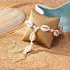 Bohemian Style Natural Cowrie Shell & Plastic Imitation Pearl & Waxed Cord Adjustable Toe Ring Anklets FS-WG74F62-01-3