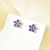 Brass Micro Pave Cubic Zirconia Stud Earrings EJEW-R016-26P-12-2