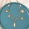 304 Stainless Steel Hamsa Hand Heart Sun Pendant Bib Necklaces for Women NJEW-B151-02G-3