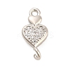 Brass Micro Pave Clear Cubic Zirconia Heart Connector Charms KK-H527-03B-P-1