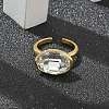 Oval Brass Cuff Rings for Women RJEW-G337-06G-03-4
