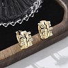Brass Clear Cubic Zirconia Hoop Earrings EJEW-Q014-16G-1