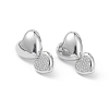Heart Rack Plating Brass Cubic Zirconia Stud Earrings for Women EJEW-K245-14P-1