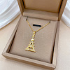 Brass Micro Pave Clear Cubic Zirconia Eiffel Tower Love Pendant Necklaces FS-WG3E8D3-01-4
