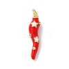 Brass Micro Pave Cubic Zirconia & Enamel Pendants KK-Q098-35G-A-1