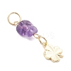 9Pcs 9 Styles Natural Mixed Stone Chip with Brass Clover Pendants PALLOY-JF04673-4