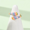 Brass Enamel Cuff Open Rings for Women RJEW-A098-01G-05-2