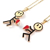 Valentine's Day 2Pcs Alloy Enamel Magnetic Heart Pendant Necklaces NJEW-P305-01G-1