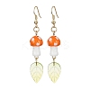 4 Pairs 4 Colors Mushroom Lampwork & Glass Leaf Dangle Earrings EJEW-TA00305-3