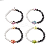 4Pcs 4 Colors Natural Lava Rock & Synthetic Turquoise Beaded Stretch Bracelets BJEW-JB11880-2