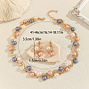 Alloy with Plastic Pearl Round Beaded Link Chain Necklaces & Stud Dangle Earrings Sets WG2621B-01-4